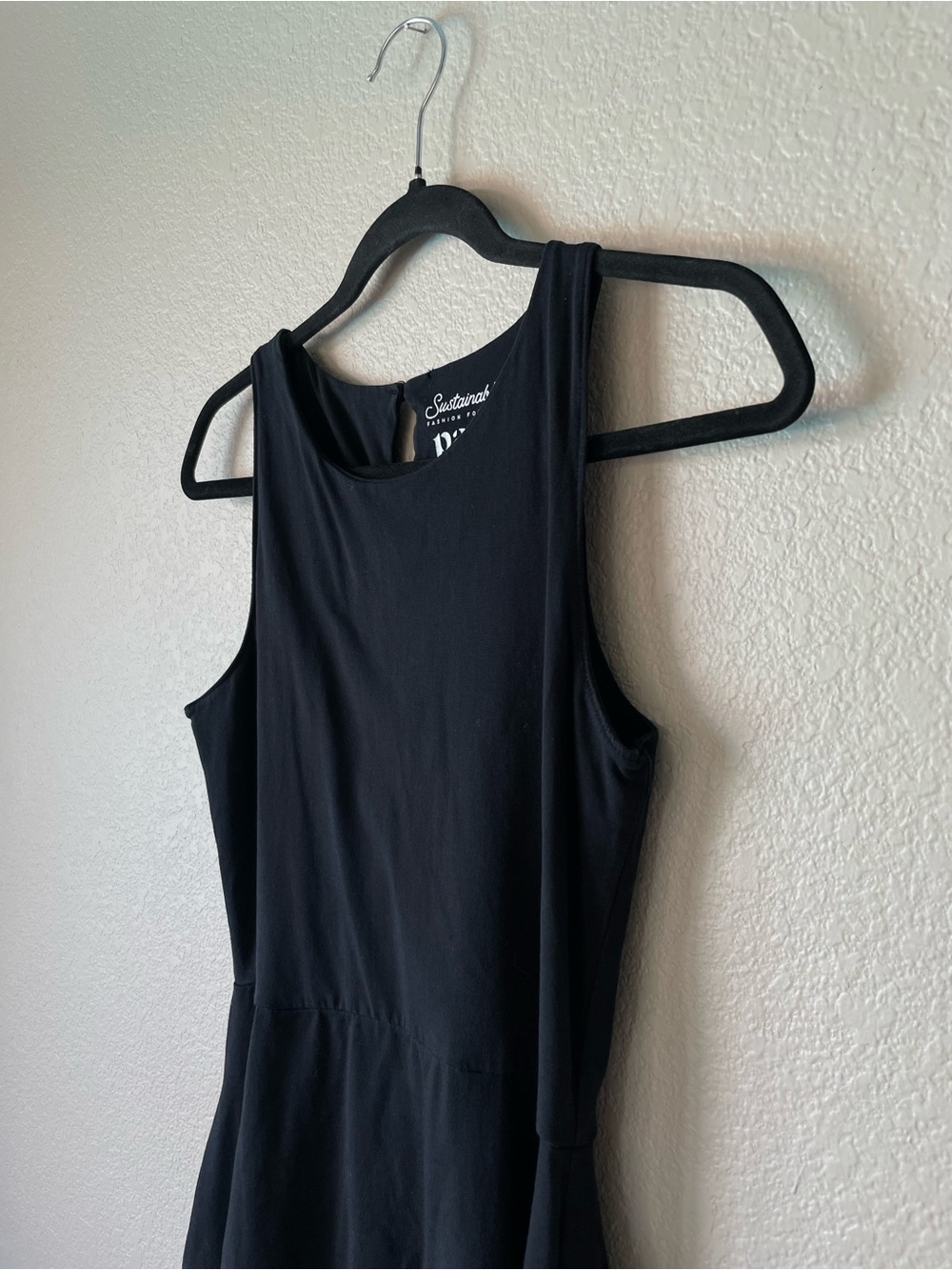 Pact Organic Cotton Black Fit & Flare Stretch Dress Sleeveless Medium - Picture 3 of 4